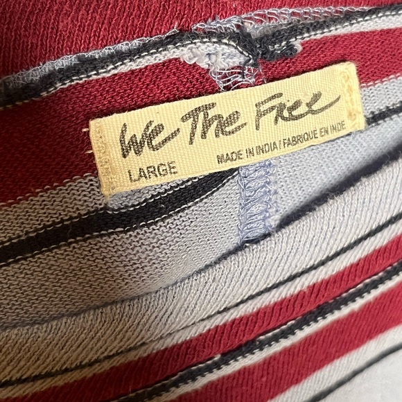 We The Free Striped Long Sleeve Crop Shirt Sz L - Picture 2 of 3
